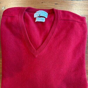 Mens Vintage J & D Mc George 100% Scottish Cashmere Red V Neck Pullover 42"